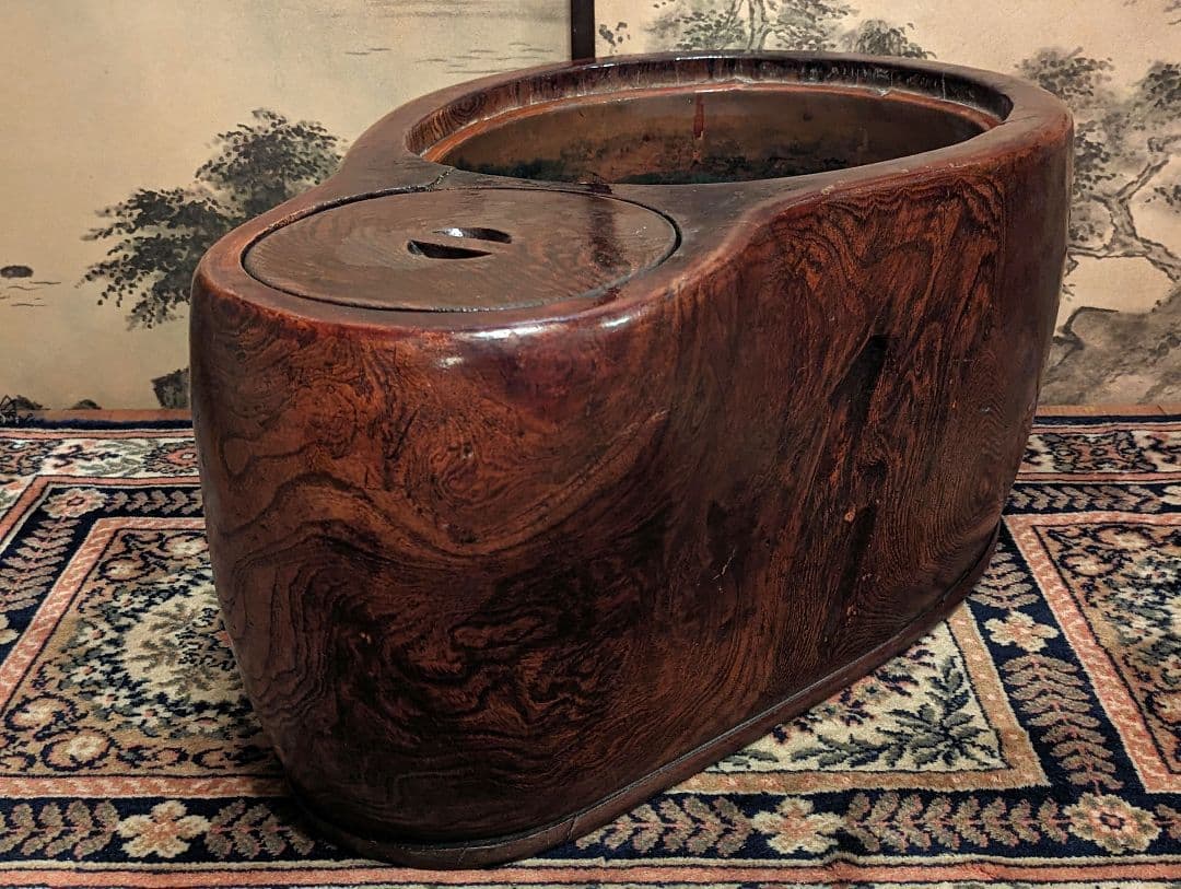 天然木切抜瓢箪形火鉢瓢箪形五徳付き民芸家具時代家具古民具囲炉裏