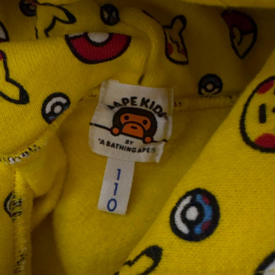 BAPE KIDS☆エイプ☆マイロ☆パーカートレーナー110ポケモン☆ピカチュウ