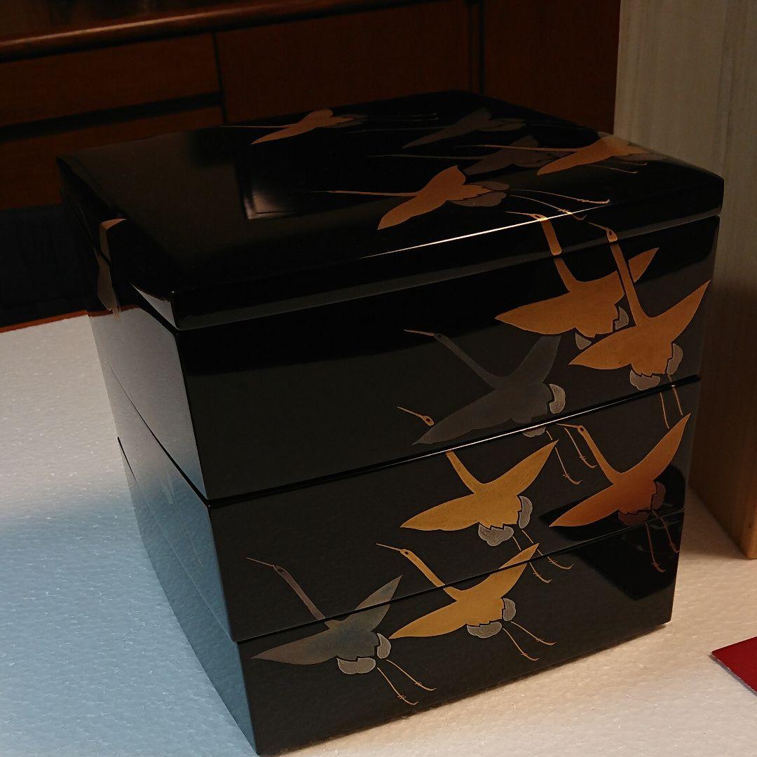 ☆ 能登 輪島塗 三段重 鶴 桐箱入り 送料込