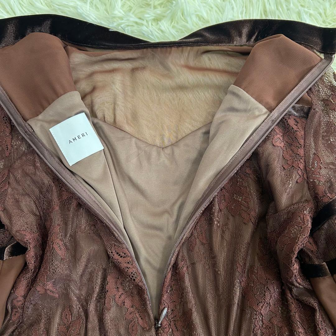 【AMERI】SHEER LACE DRESS シアーレースドレス オケージョン