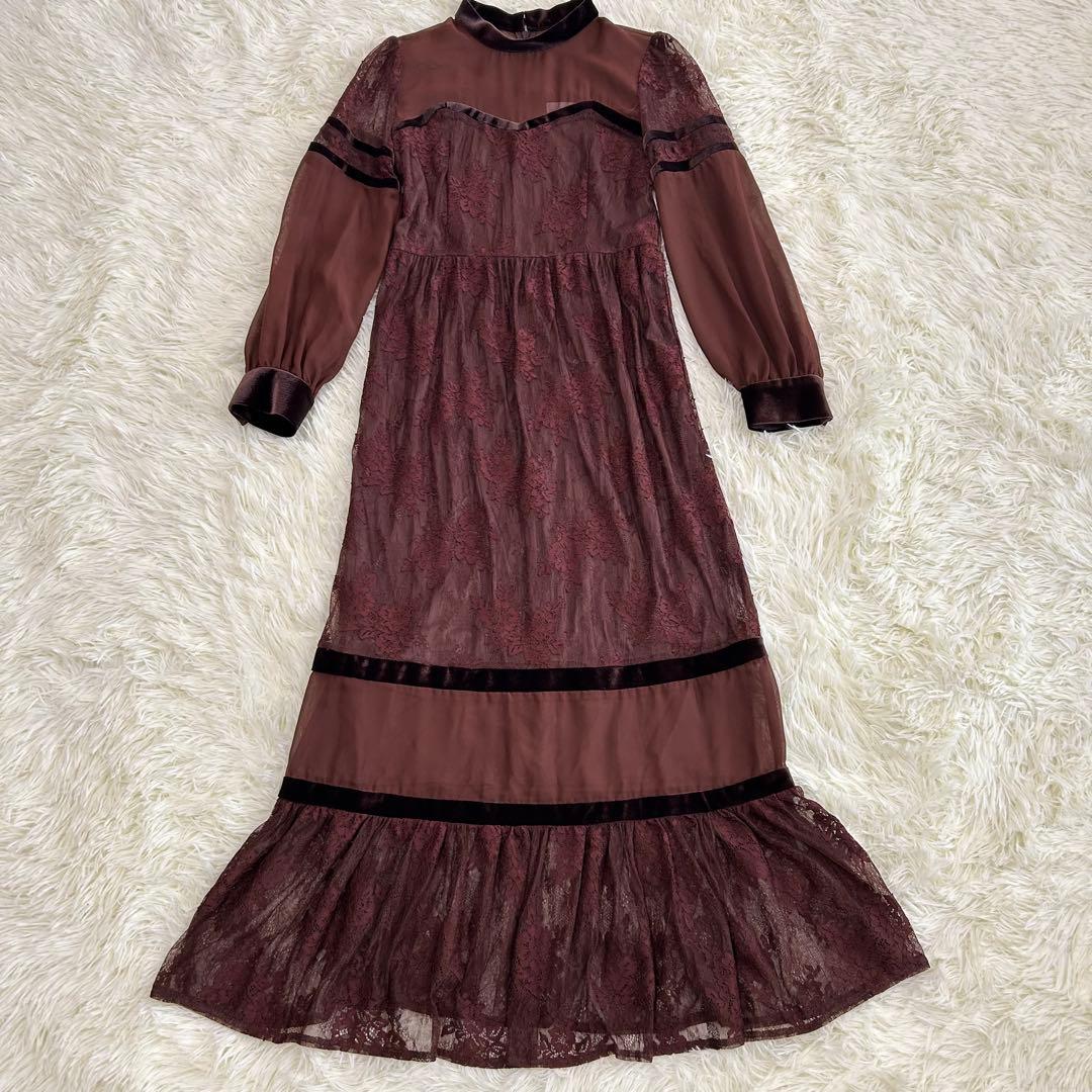 【AMERI】SHEER LACE DRESS シアーレースドレス オケージョン