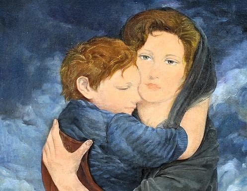 中島義行　タイトル「聖母子」　P１２号　リアリズム最高傑作　真作保証