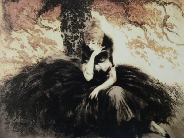 ルイ・イカール限定版・アールデコ/秋冷え、希少な額装用画集より、新品高級額装付