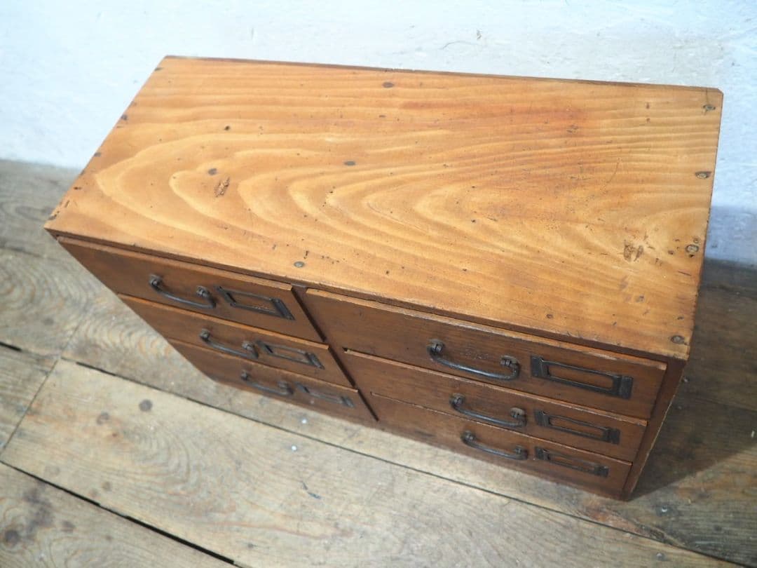 1263 アンティーク 引き出し6杯の収納棚 陳列台 ケース チェスト レトロ