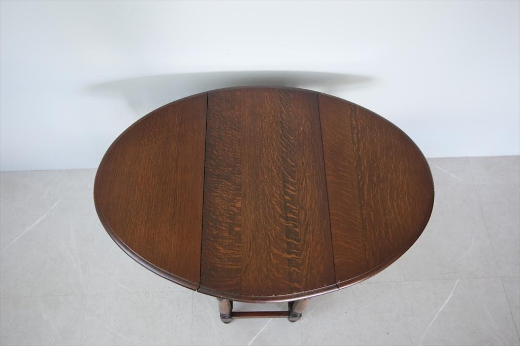 英国アンティーク木製ゲートレッグテーブル/ダイニング机バタフライ(89-250)