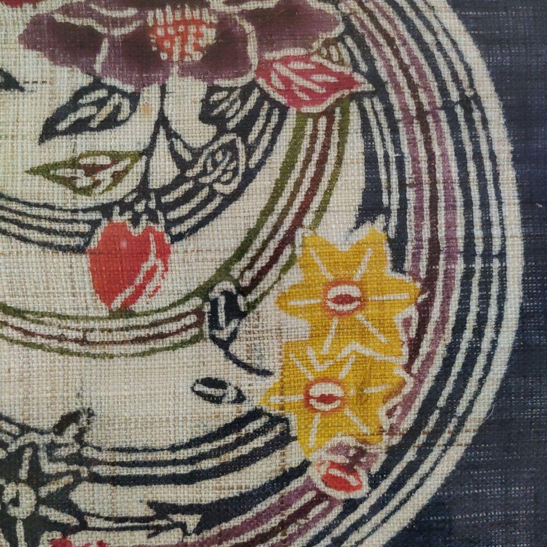 沖縄芭蕉布 紅型（びんがた）染付 円形花柄紋様　伝統工芸品