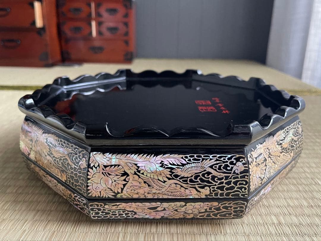 最終価格！　螺鈿　重箱　李在祥　韓国　貝細工　小物入れ　工芸品　漆器