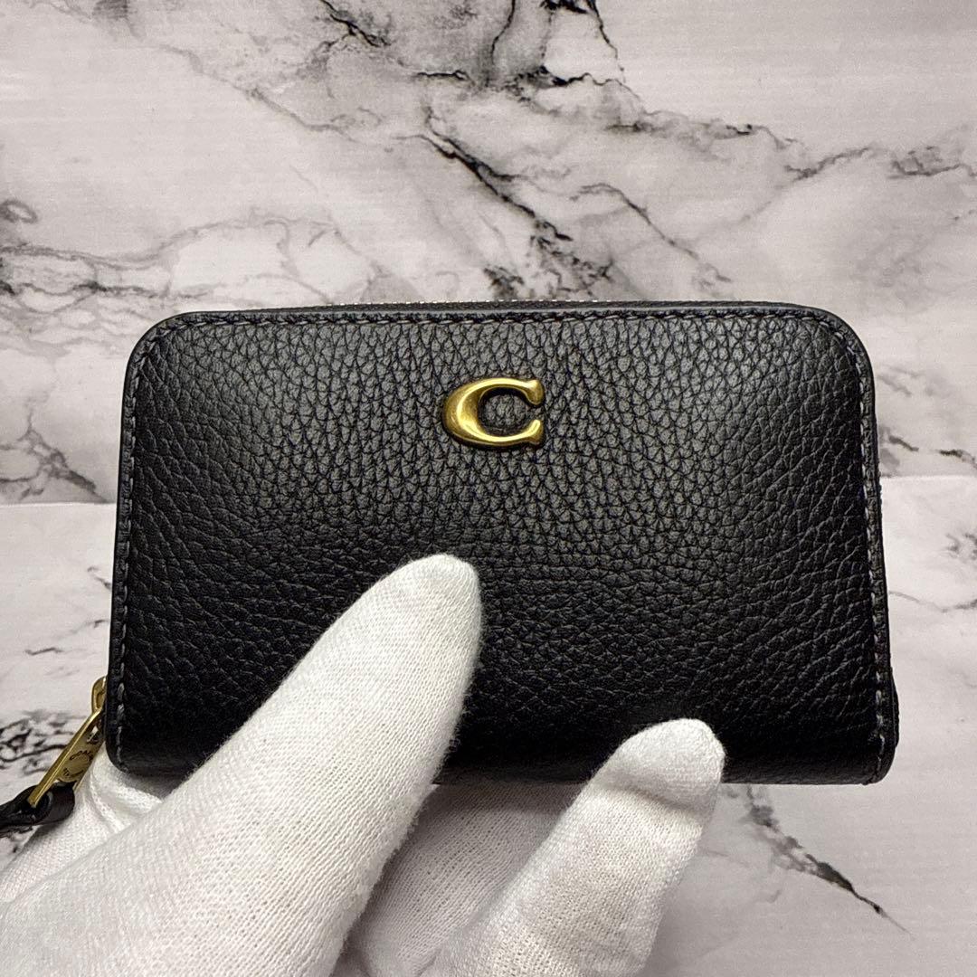 (未使用品)大人気、コーチ、カードケース、オールレザー、シボ革、金ロゴ、人気色