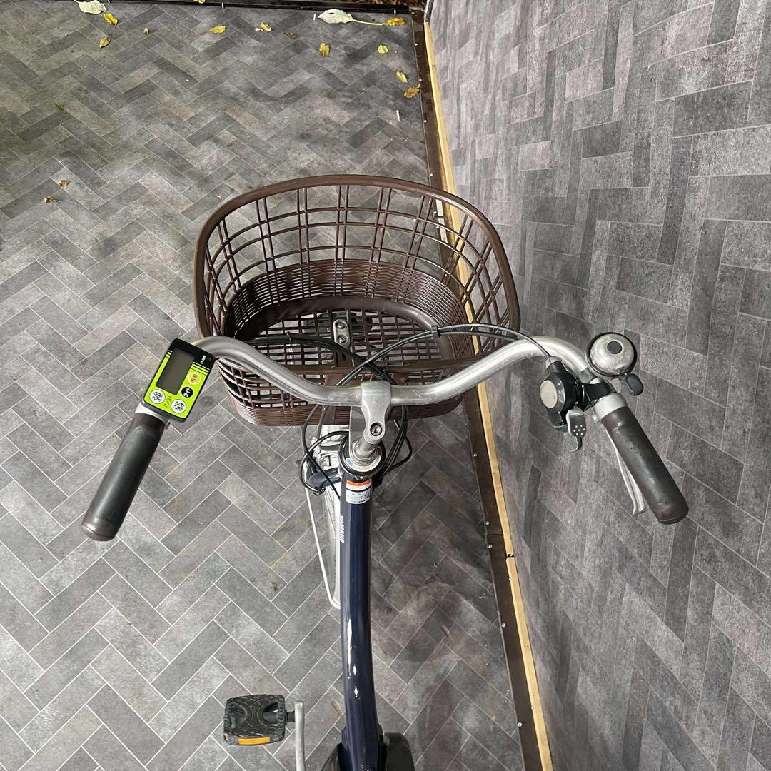 電動アシスト自転車 ネイビー 前カゴ付き