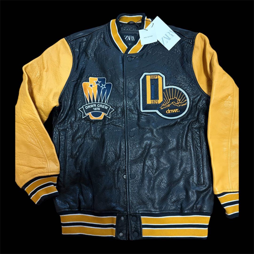 ZARA オールレザースタジャン ボンバージャケット Mサイズ