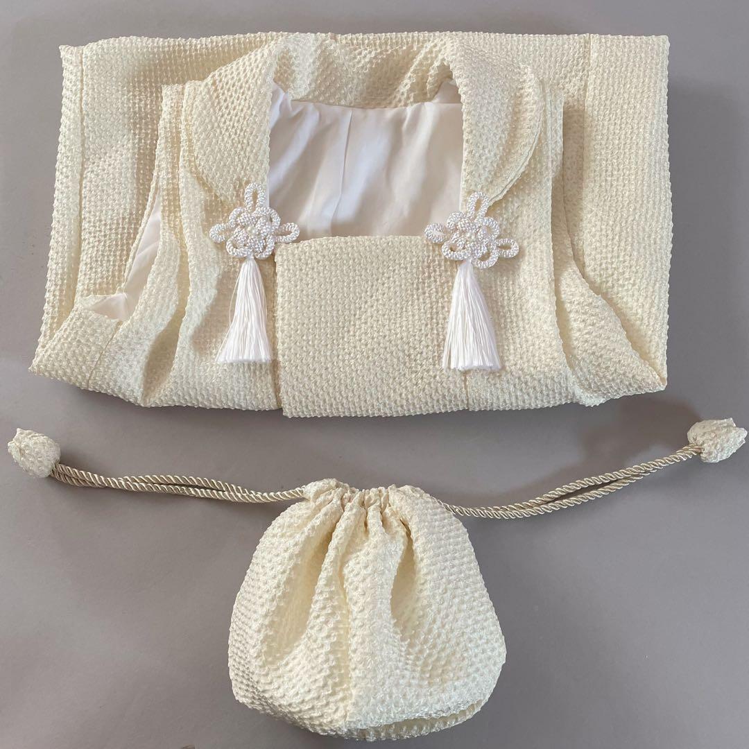 七五三　３歳　正絹　総絞りの被布　巾着セット　ハンドメイド