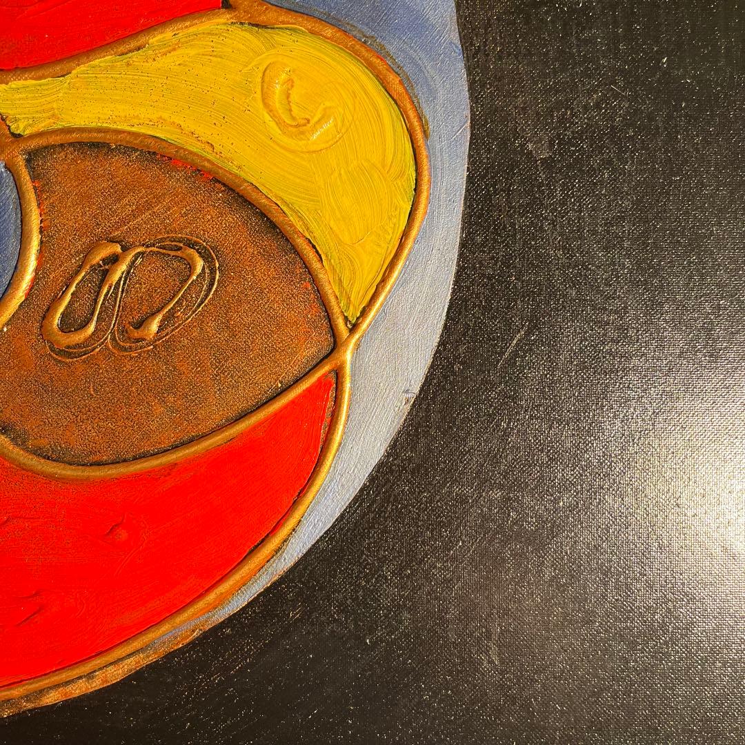 手描き油絵 抽象画 無題 額付 肉筆絵画 インテリア 油彩画