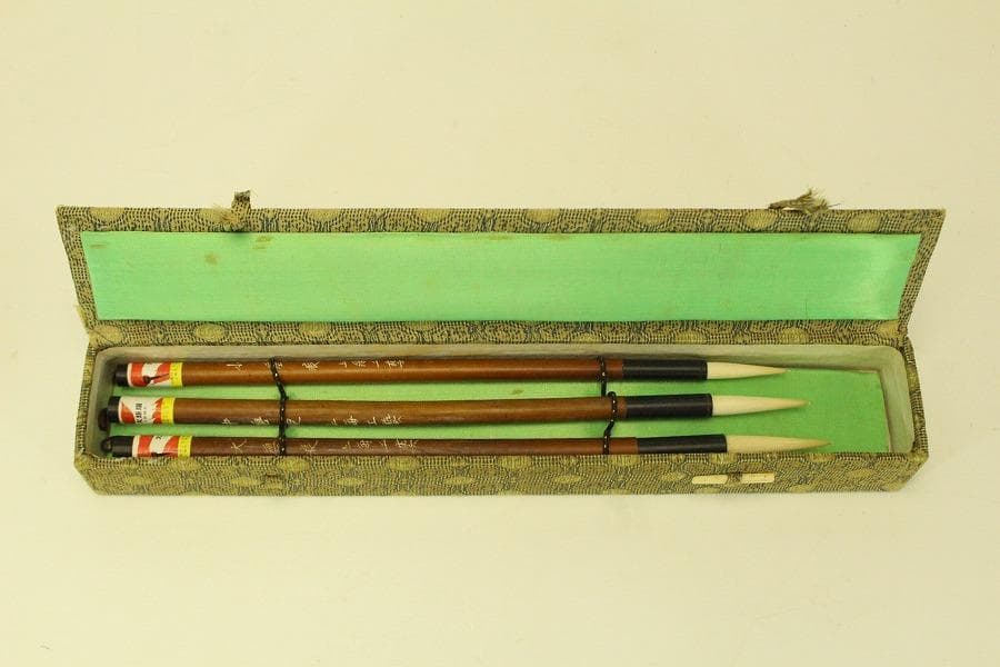 古い 文房具 硯 二面 筆 三本 まとめて(ZE538)