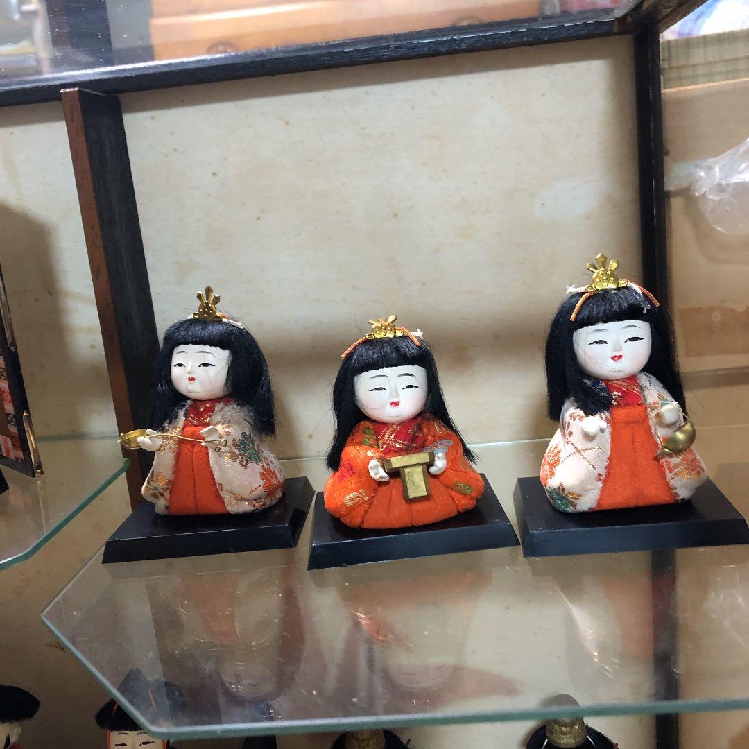 木目込み雛人形15 人飾り、ガラスケース入り 雛人形 15人飾り ガラス