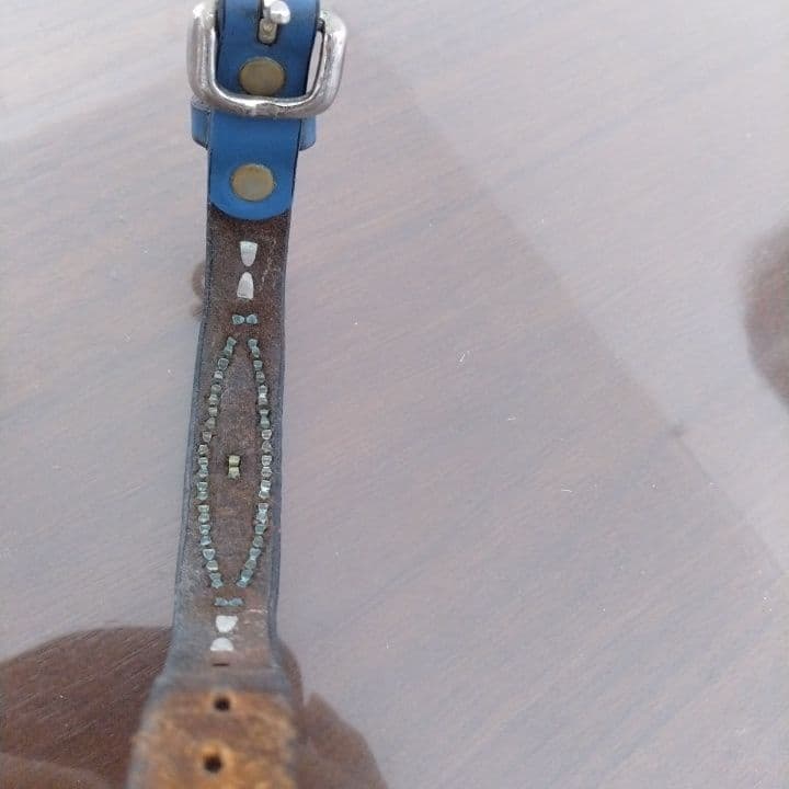 ウルフズヘッド⭐︎15㎜スタッズレザーブレスレット⭐︎ブルー