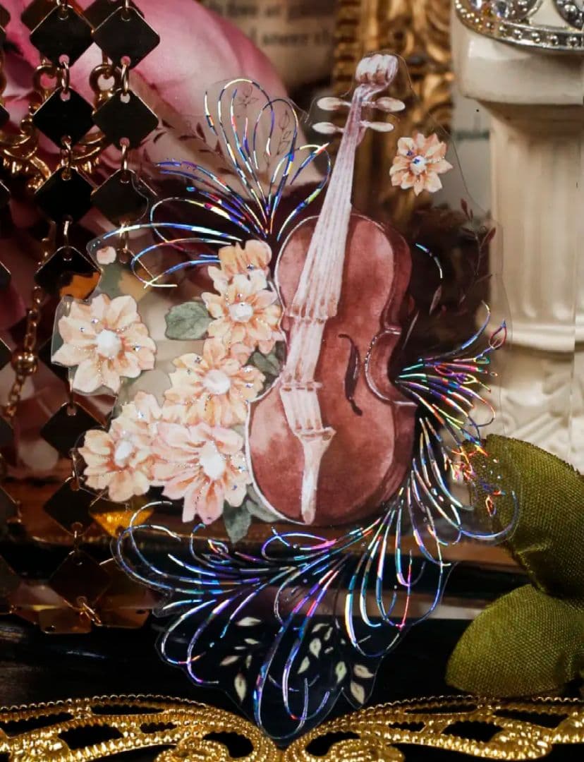 7927】海外マステ5m巻売り貝殻銀マスキングテープカッティング桜雪