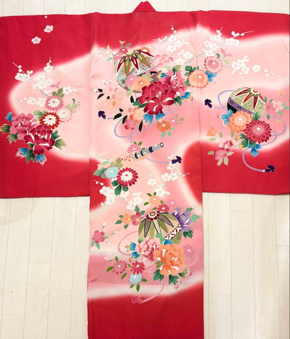 七五三　正絹　3歳　絞り　被布　一つ身　フルセット