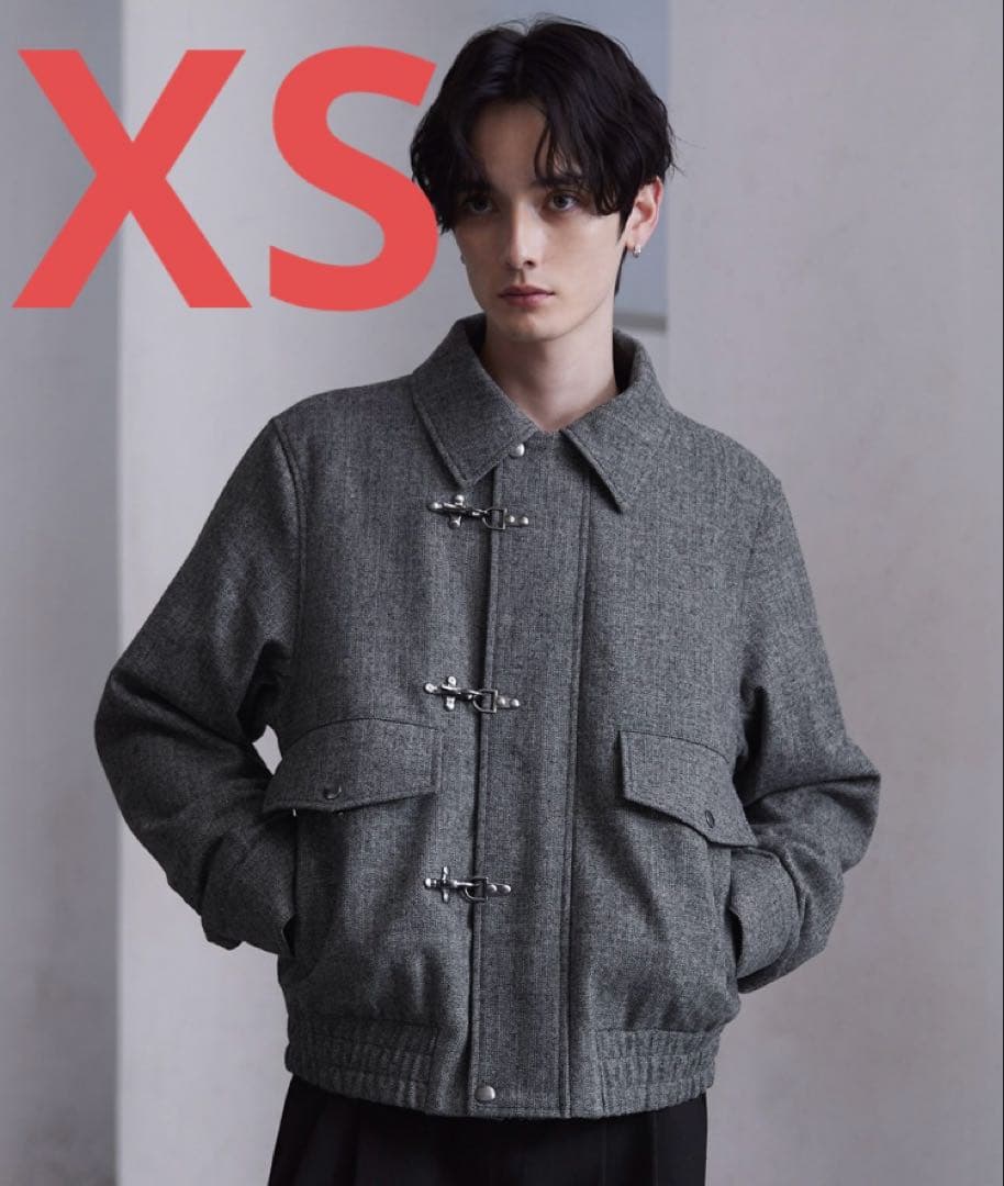 CLEL ウールブレンド ヘリンボーンツイードファイヤーマンブルゾン XS