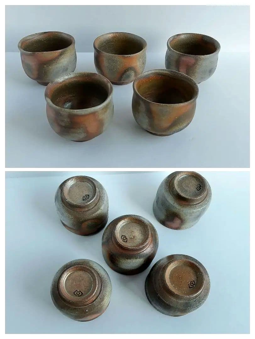 備前焼　酒器揃い(徳利２本、ぐい呑５個)セット