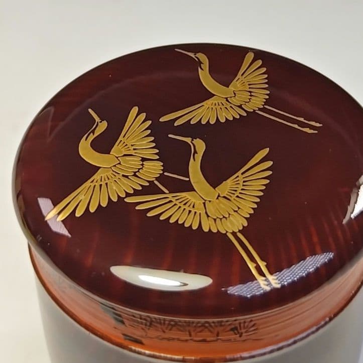 イ778 棗『鶴金蒔絵 棗 共箱』『塗師 峯清作』茶入 茶器 茶道具