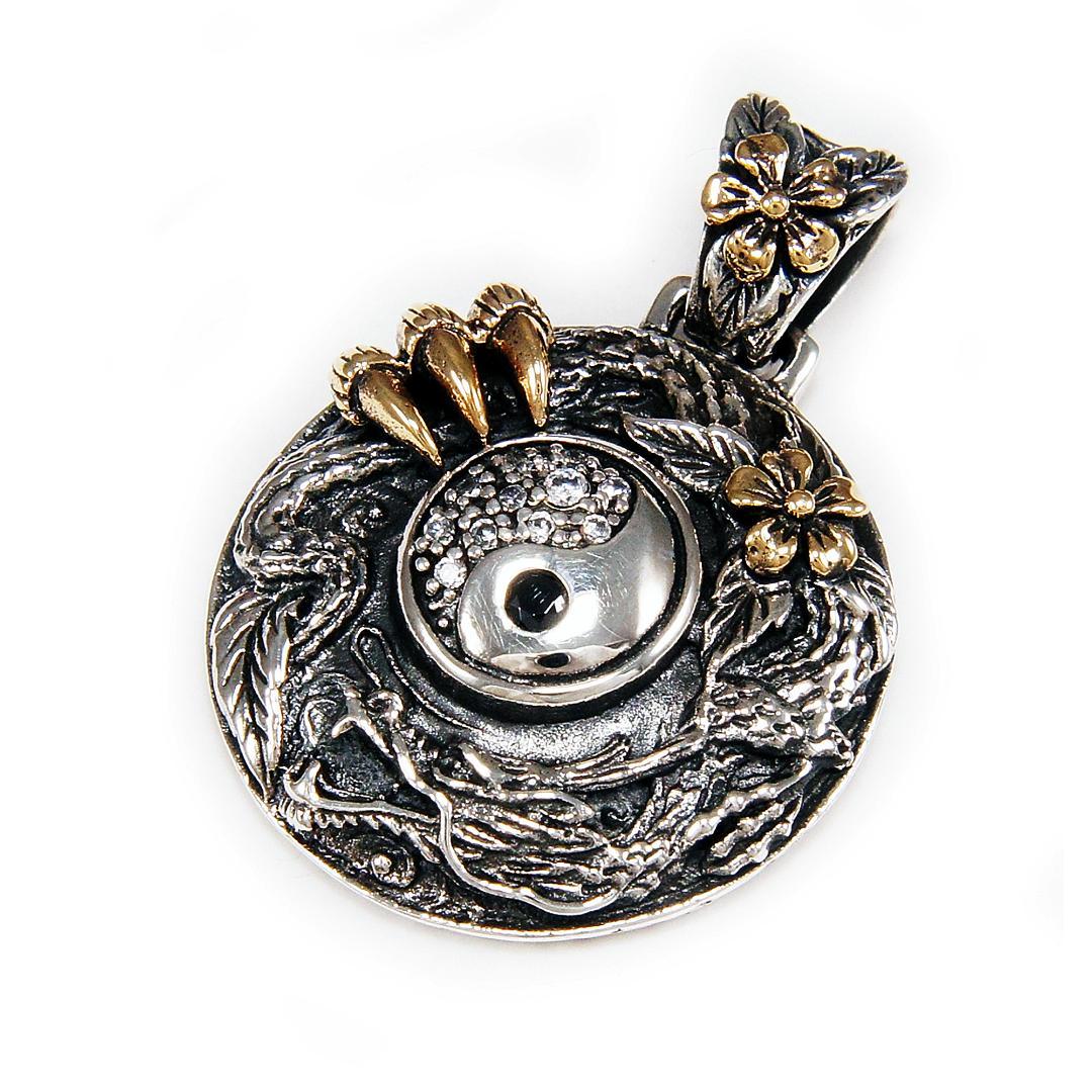 ドラゴン 竜 ピンクゴールドメッキ 925シルバー ペンダント JO-079