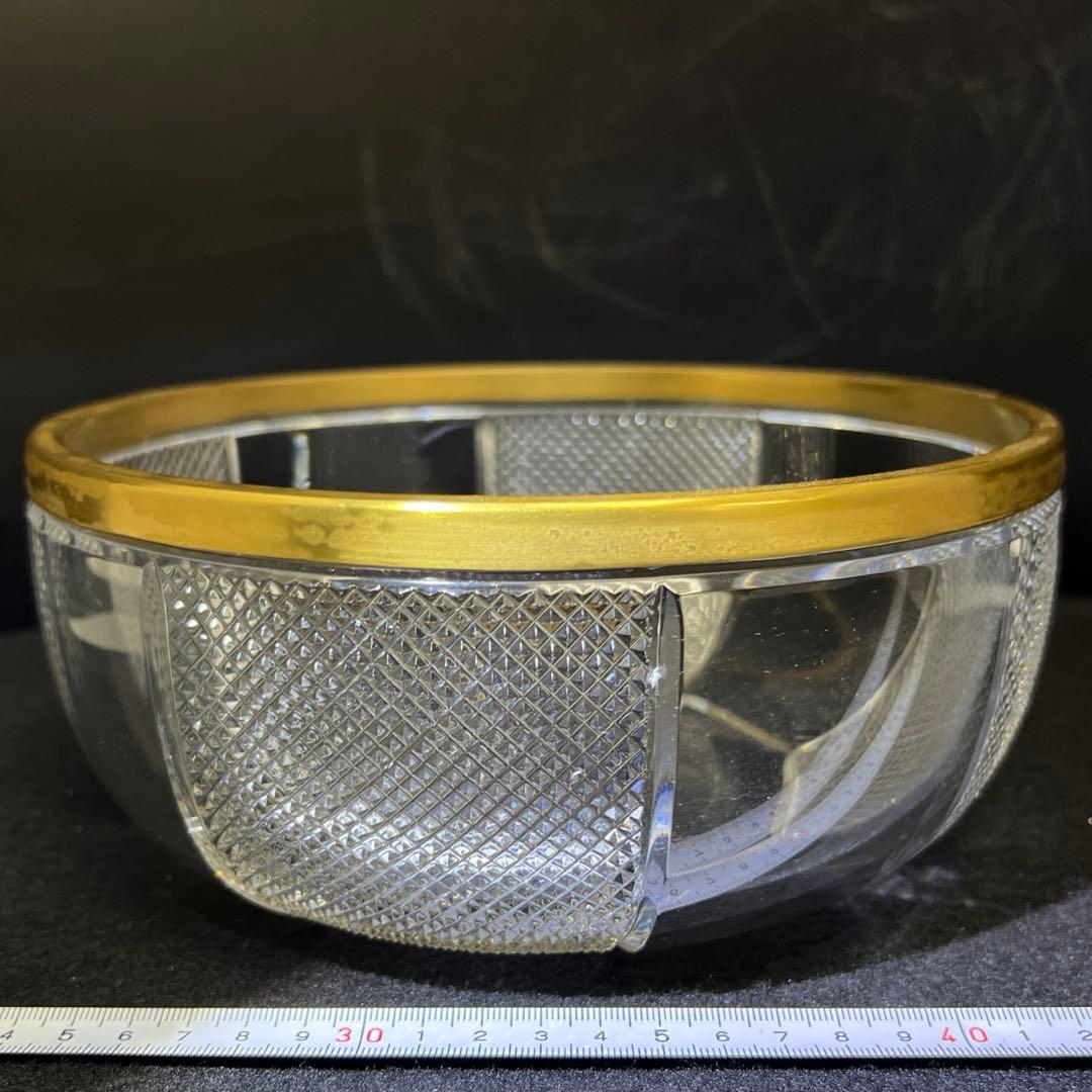 春海バカラ 金彩切子鉢 口径約21.5㎝ 東Y7-1217☆1F
