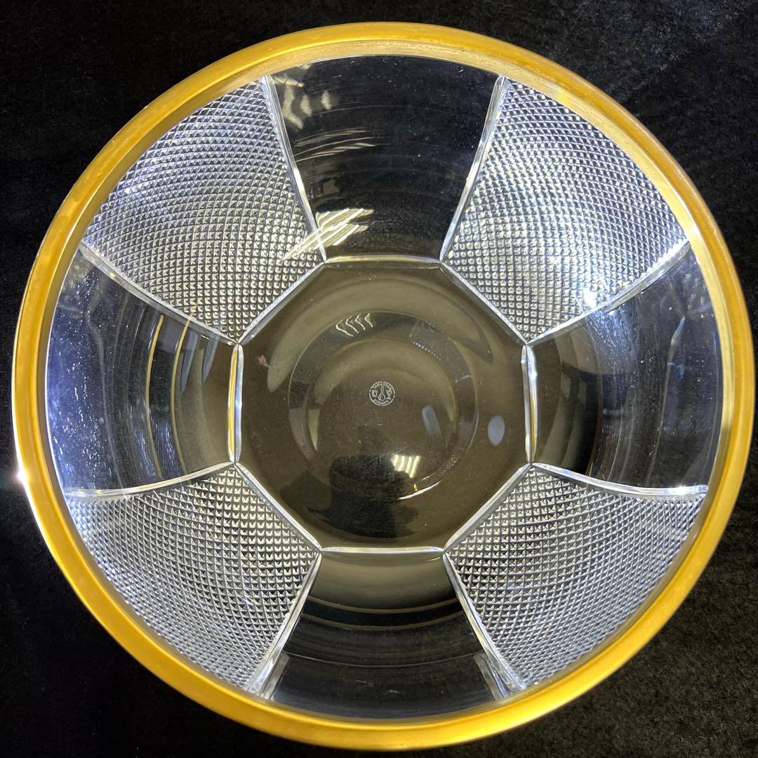 春海バカラ 金彩切子鉢 口径約21.5㎝ 東Y7-1217☆1F