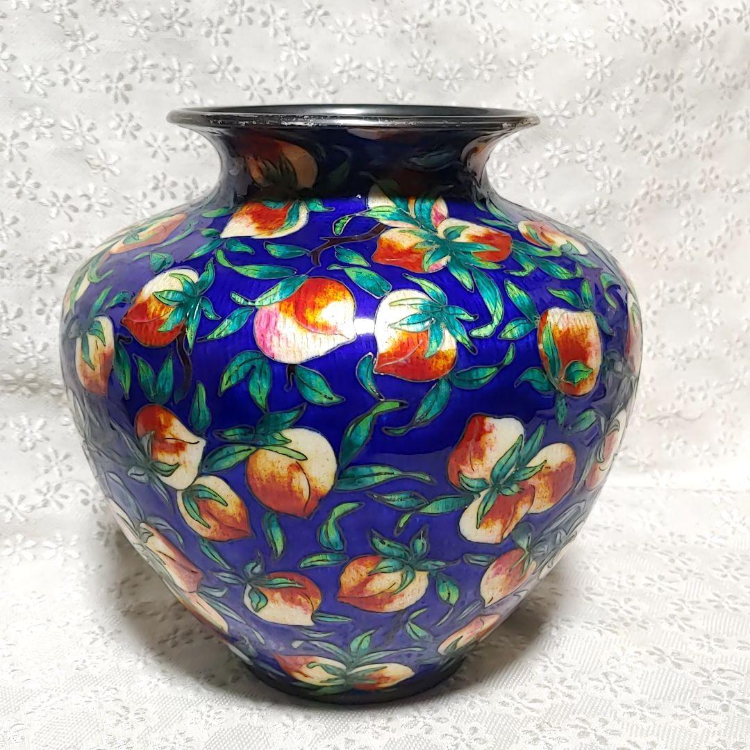 重さ1388g 純銀　シルバー98%　七宝焼　銀壺　ロッテホテル　花器