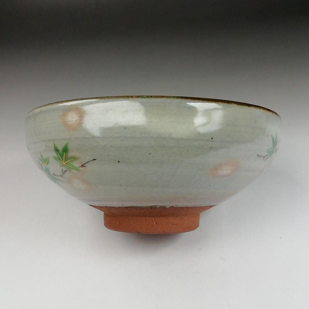 T417 茶碗 『乾山写 青楓文』『平安 橋本紫雲 造』 共箱 抹茶碗