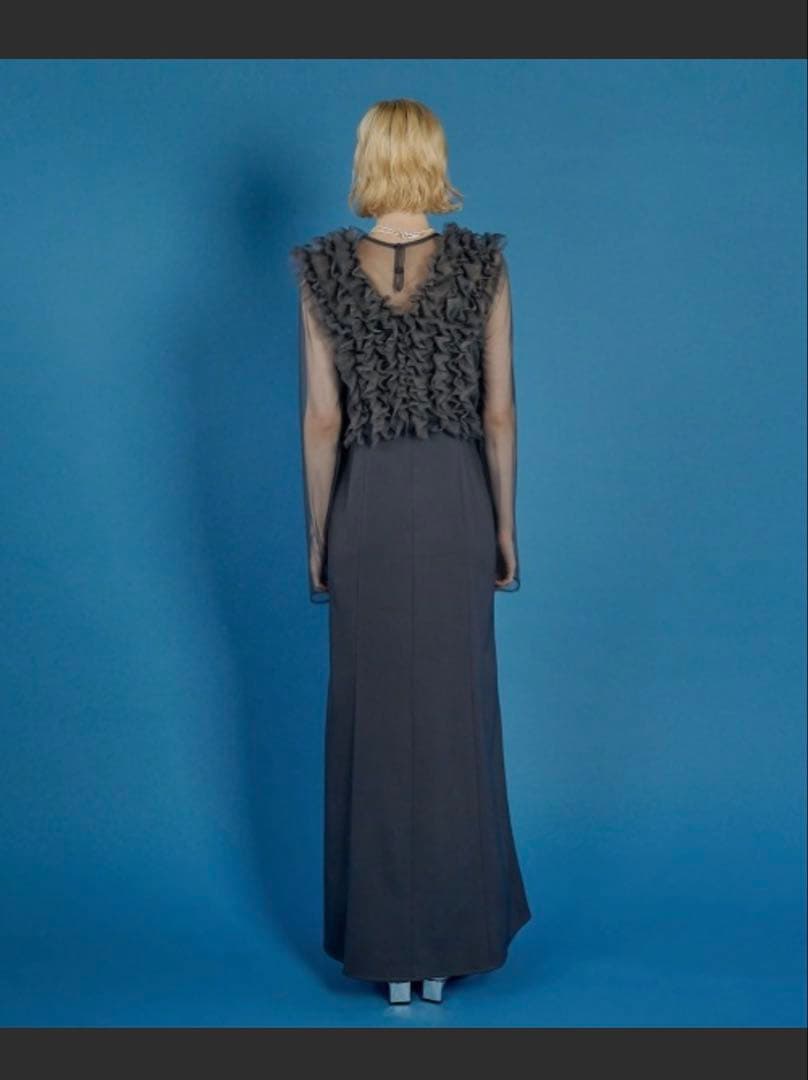 【美品】3wayフリルドレス blue オケージョン 結婚式 お呼ばれドレス