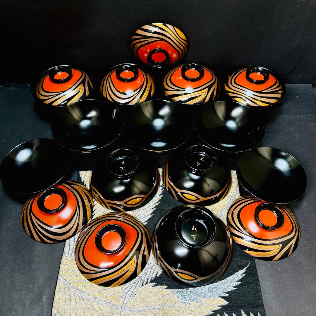 漆器 特製輪島塗 蒔絵 木製 蓋付椀 お煮物椀 吸物椀 10客 共