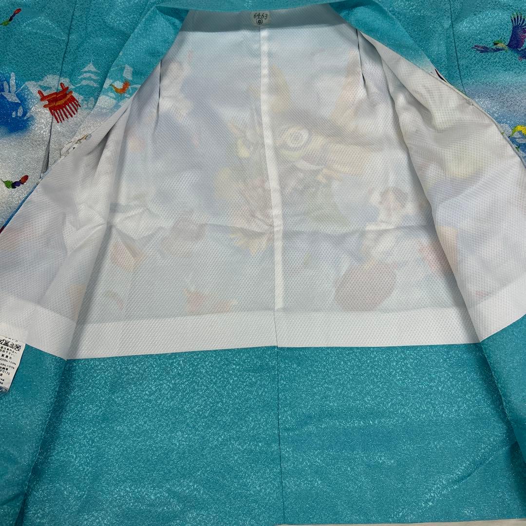 5～7歳男の子用 セット内容着物羽織、襦袢 3点セット、淡いオーシャンブルー