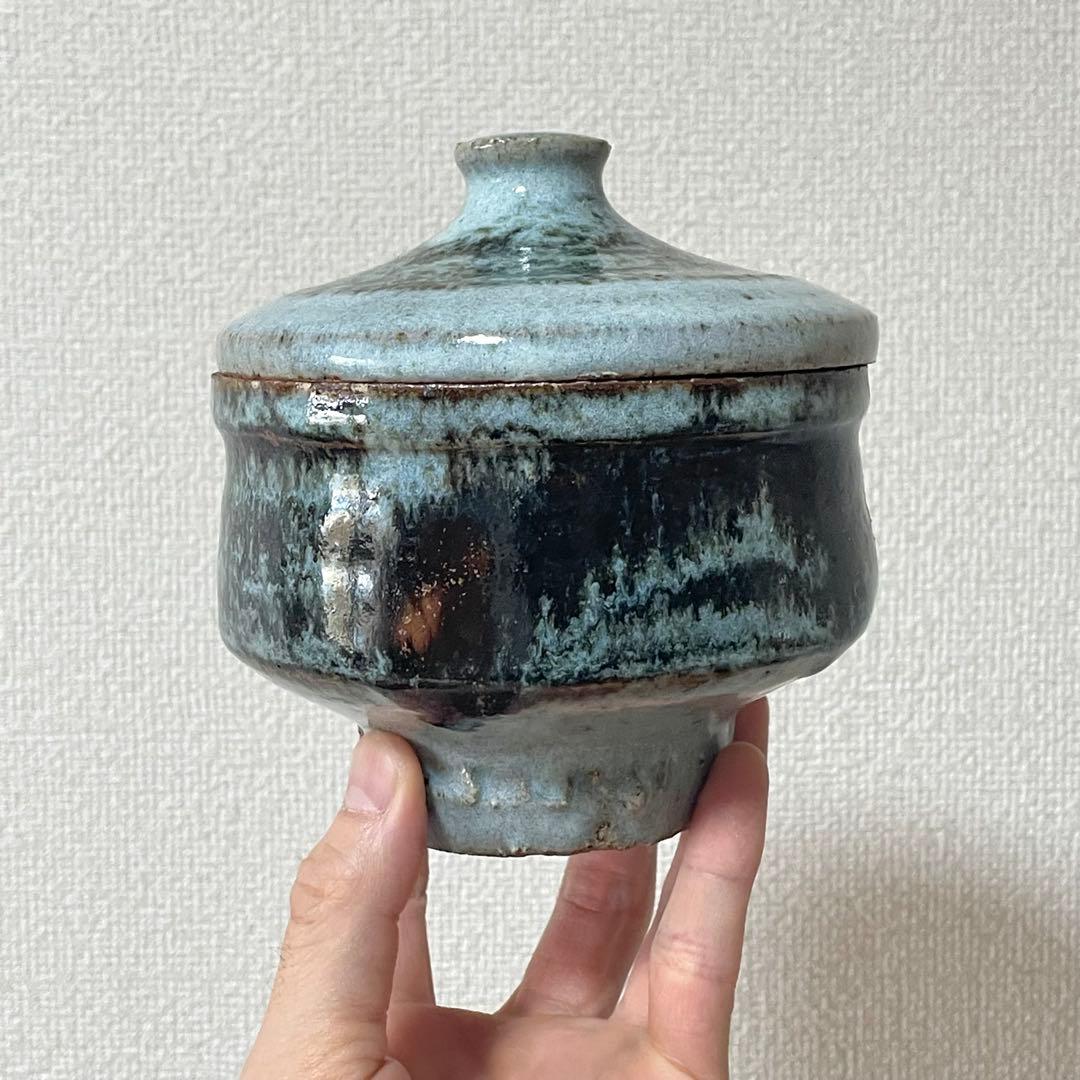 民藝 ふたもの 蓋物 合子 盒子 海鼠釉 検）濱田庄司 河井寛次郎 益子焼