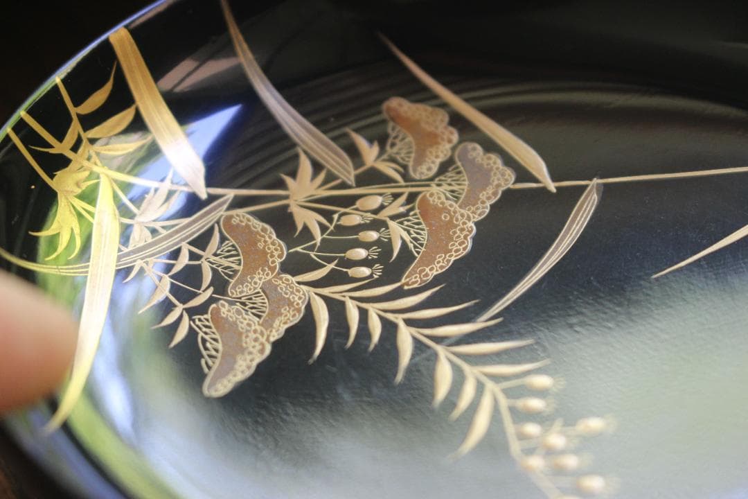 時代逸品！時代黒漆に極上草花蒔絵の映えるお椀7点（検輪島塗蒔絵椀雑煮椀煮物椀