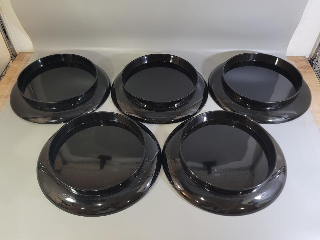 春慶塗 加陽 大垣昌訓　丸盆 五客 美品 共箱　漆器 DT761