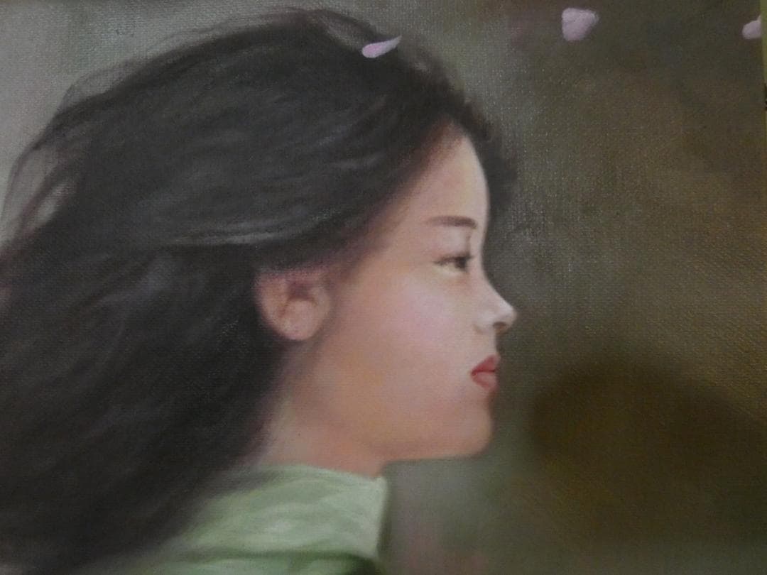 油絵　藤井勉　 F6 【　風　】手描き　　額付き