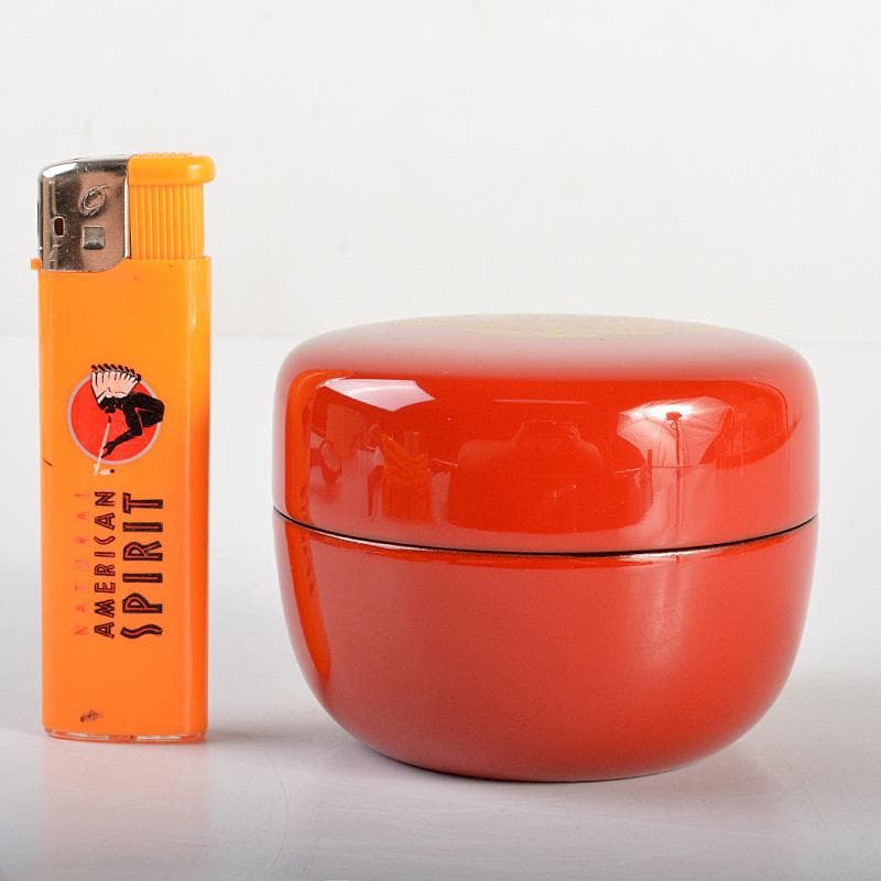 茶道具　朱塗　斎藤宗甫造　松蒔絵　棗　共箱　V　6192