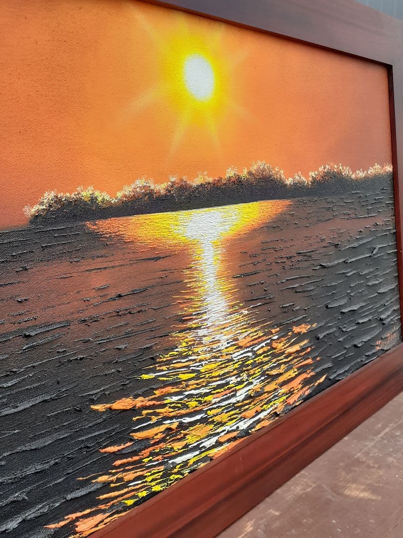 油絵　大きめ　アート　サンセット