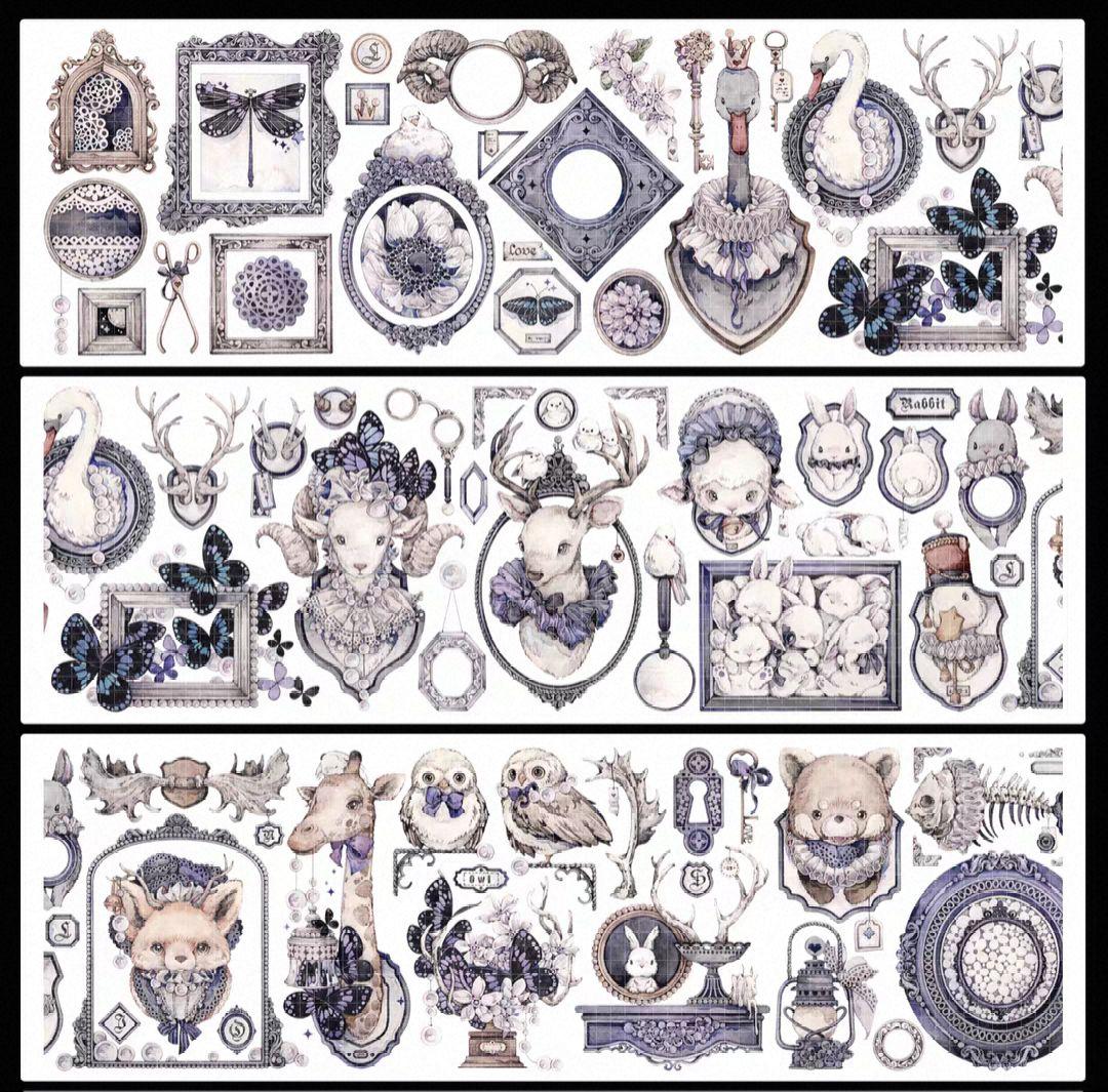 切売 1581☆ 海外 マスキングテープ マステ PET 装飾 花 人物 水晶