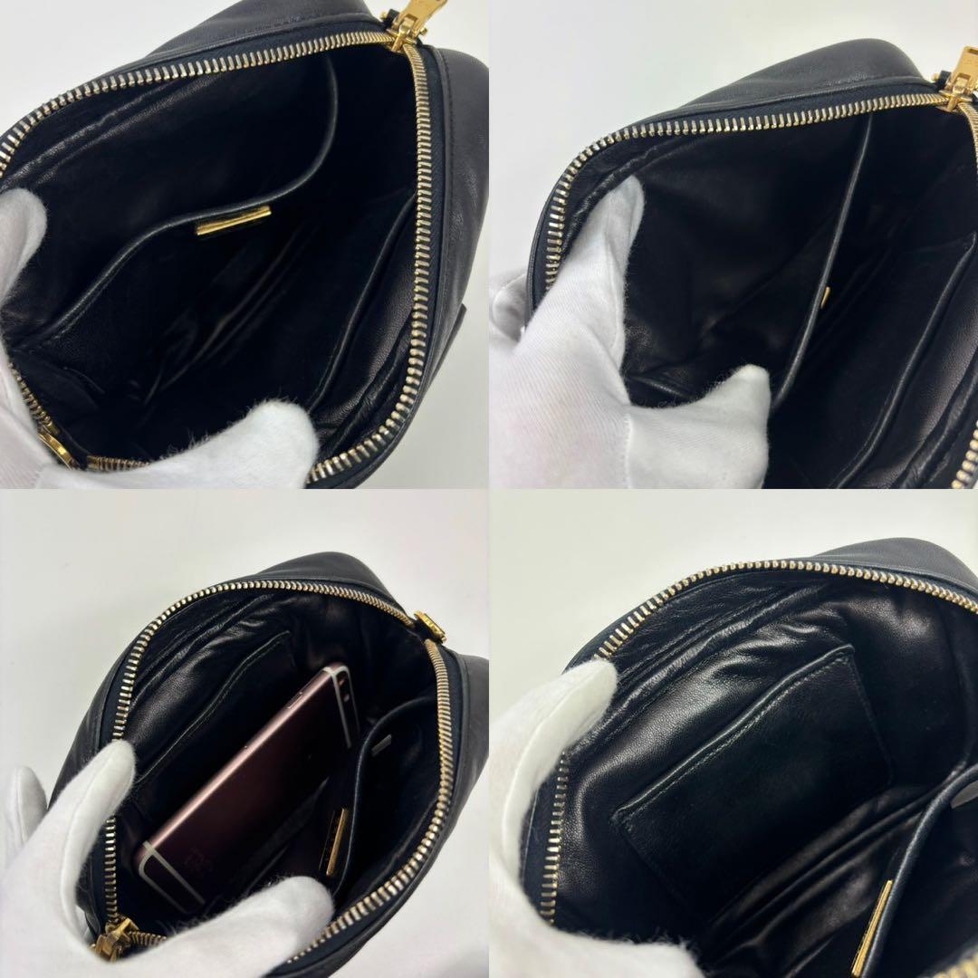 専用プラダ リボン ミニショルダーバッグ 2WAY ナッパレザー ブラック