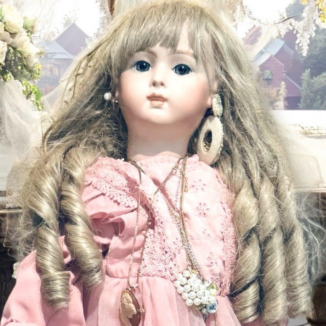 ビスクドール ロングフェイス ジュモー 作家様 ワンピース ドレス ボネ