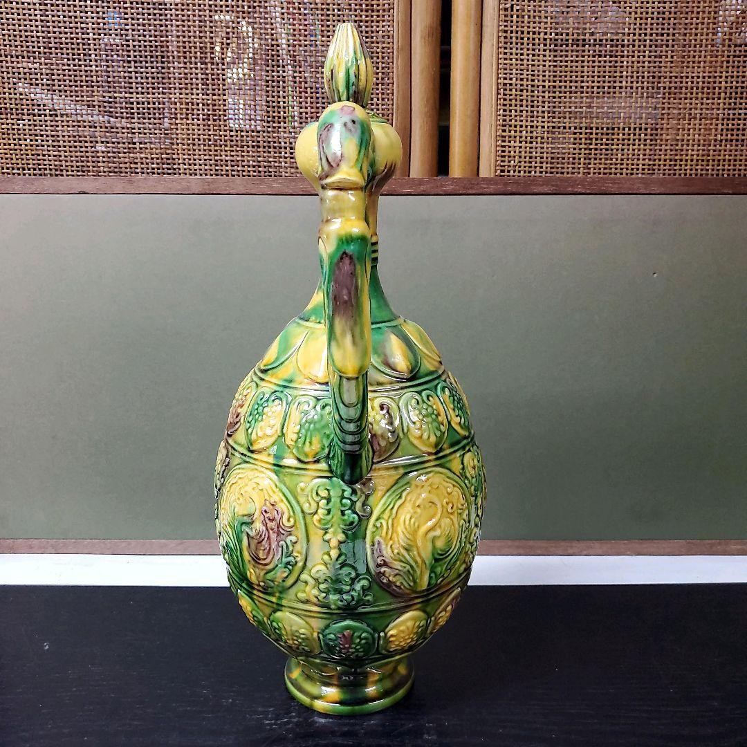 （611）✿特価★十三代横石嘉助★長崎三彩★鳳首瓶★破魔オマケ付き★