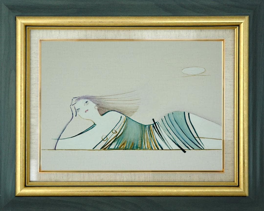 油絵 菅家令子 絵 絵画 インテリア 額付(銀) F3-041114 人物 女性