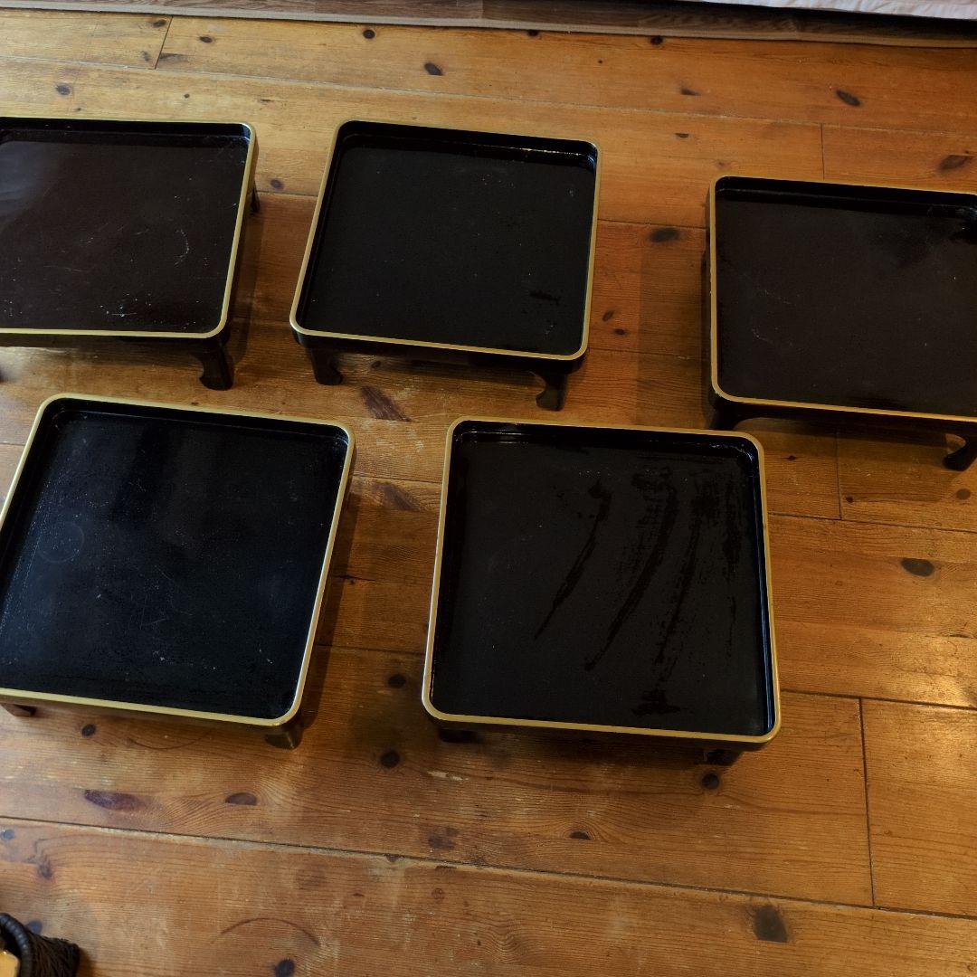 アンティーク　 黒のお膳 　４脚