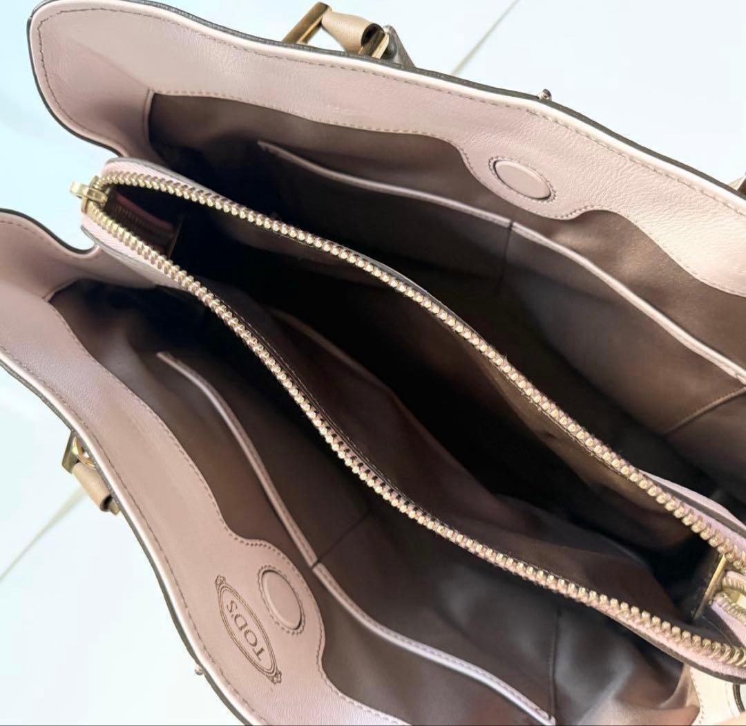 TOD'Sトッズ Dキューブバッグ ピンク ベージュ ハンドバッグ