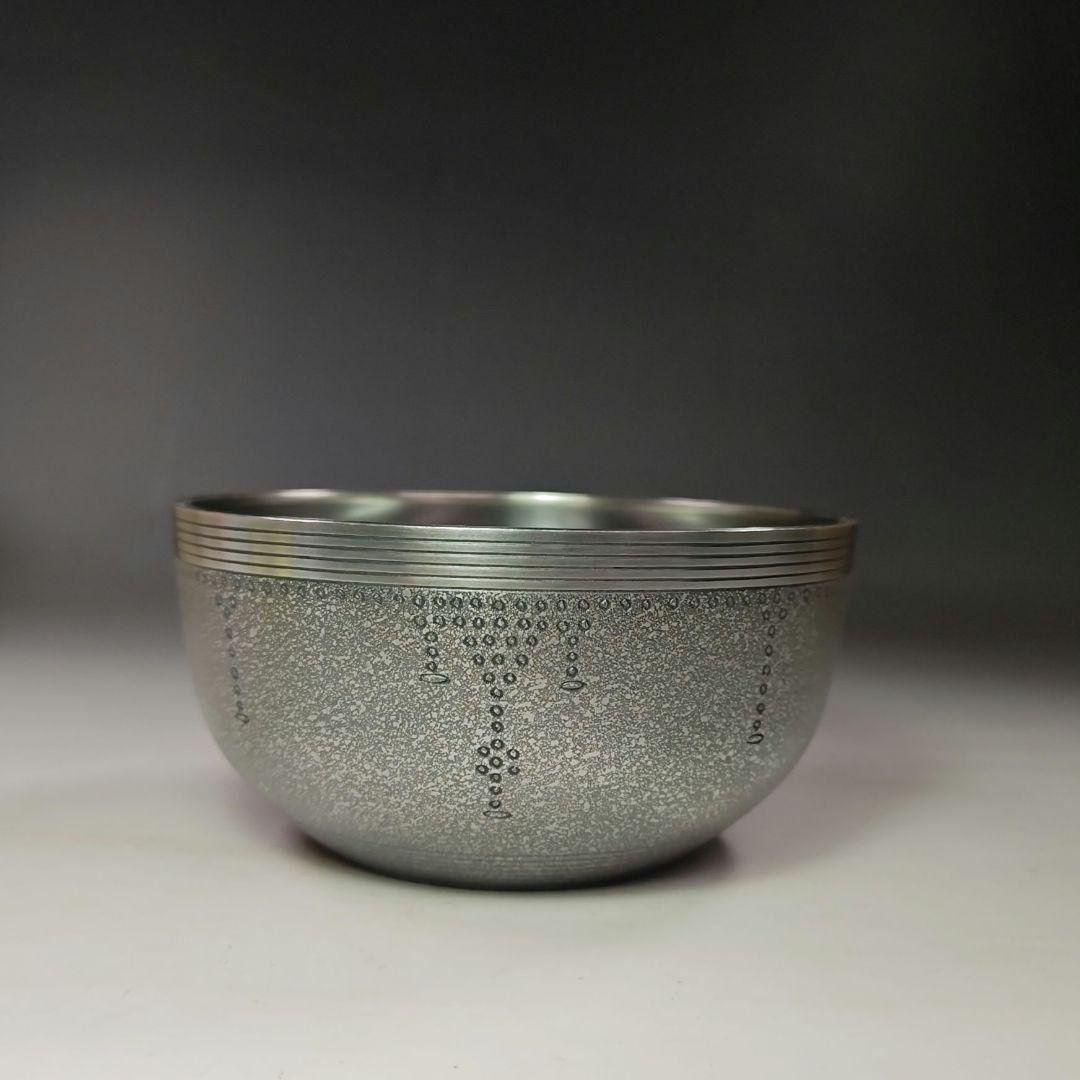 イ551 建水『金谷宗林』『瓔珞彫　建水　白銅製　共箱』茶道具