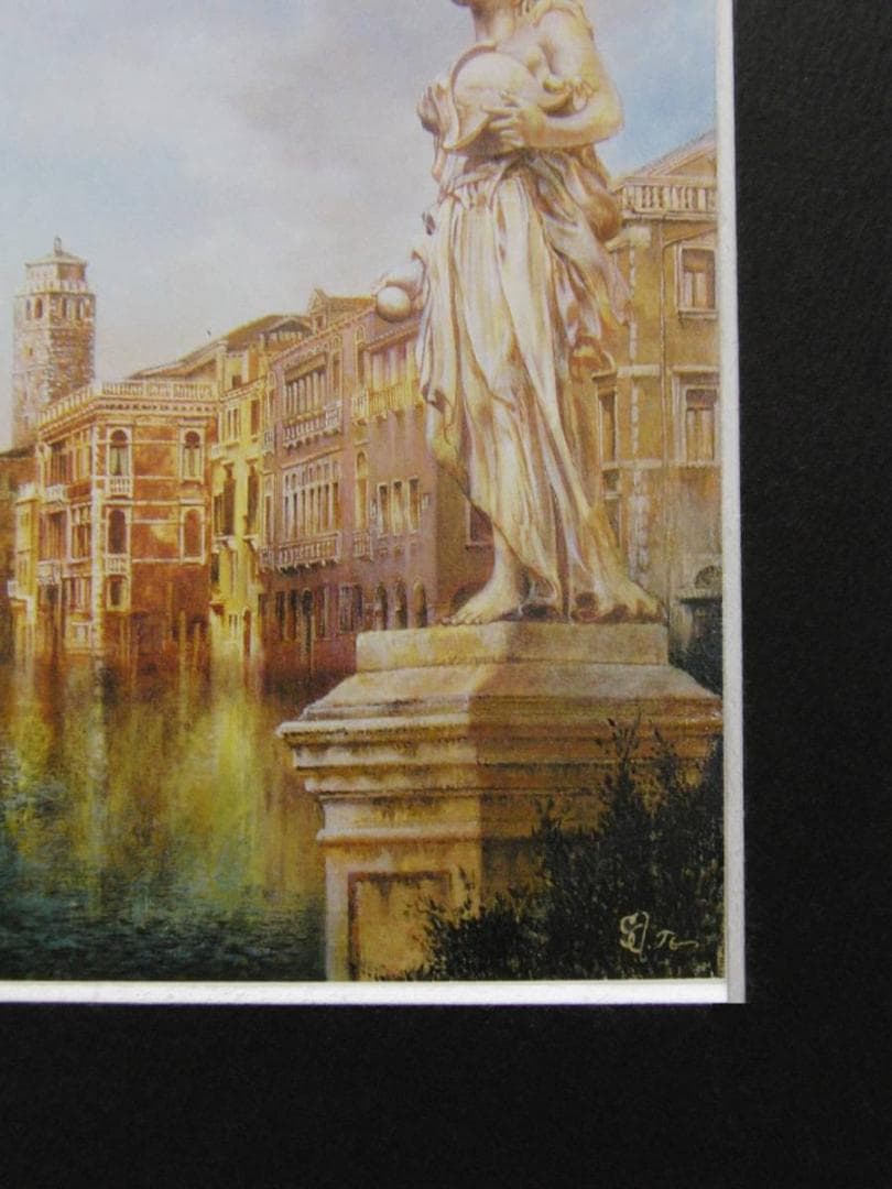 斎藤國靖、【ヴェネツィアにて】、希少な額装用画集より、新品額装付