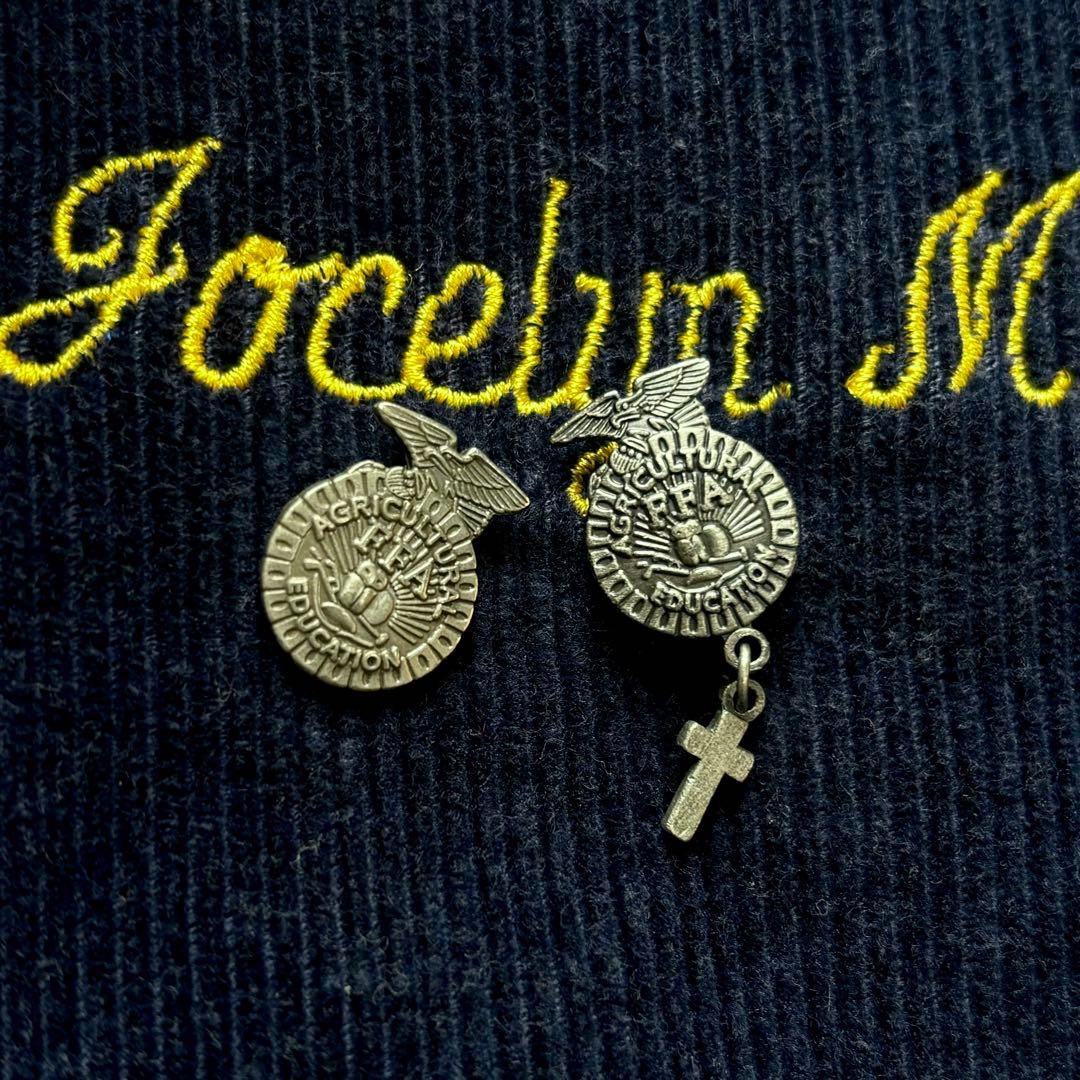 ［古着］FFAジャケット コーデュロイ 濃紺 希少 バッジ2個付き 90s