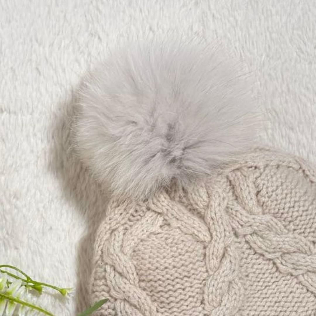美品✨ ドゥロワー アランニットキャップ カシミヤ フォックスファー