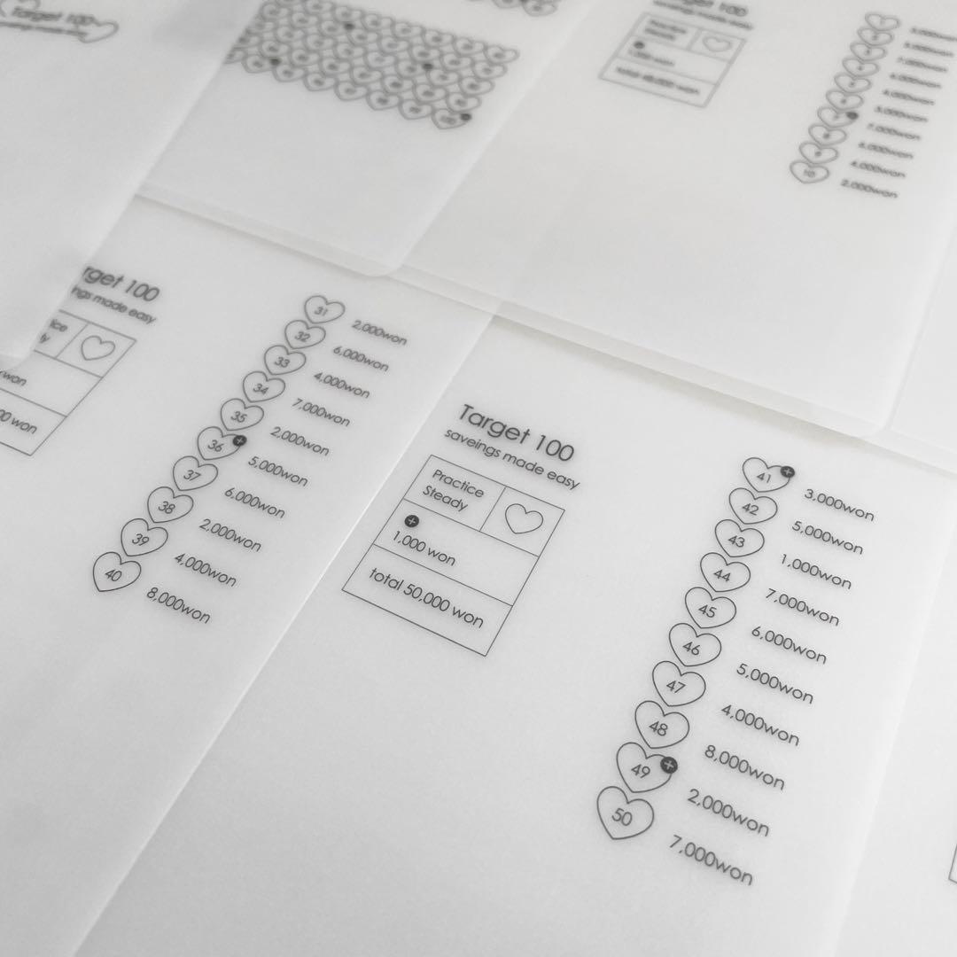 1セット限定 韓国 貯金 貯蓄 バインダー リフィル シンプル 100日 お